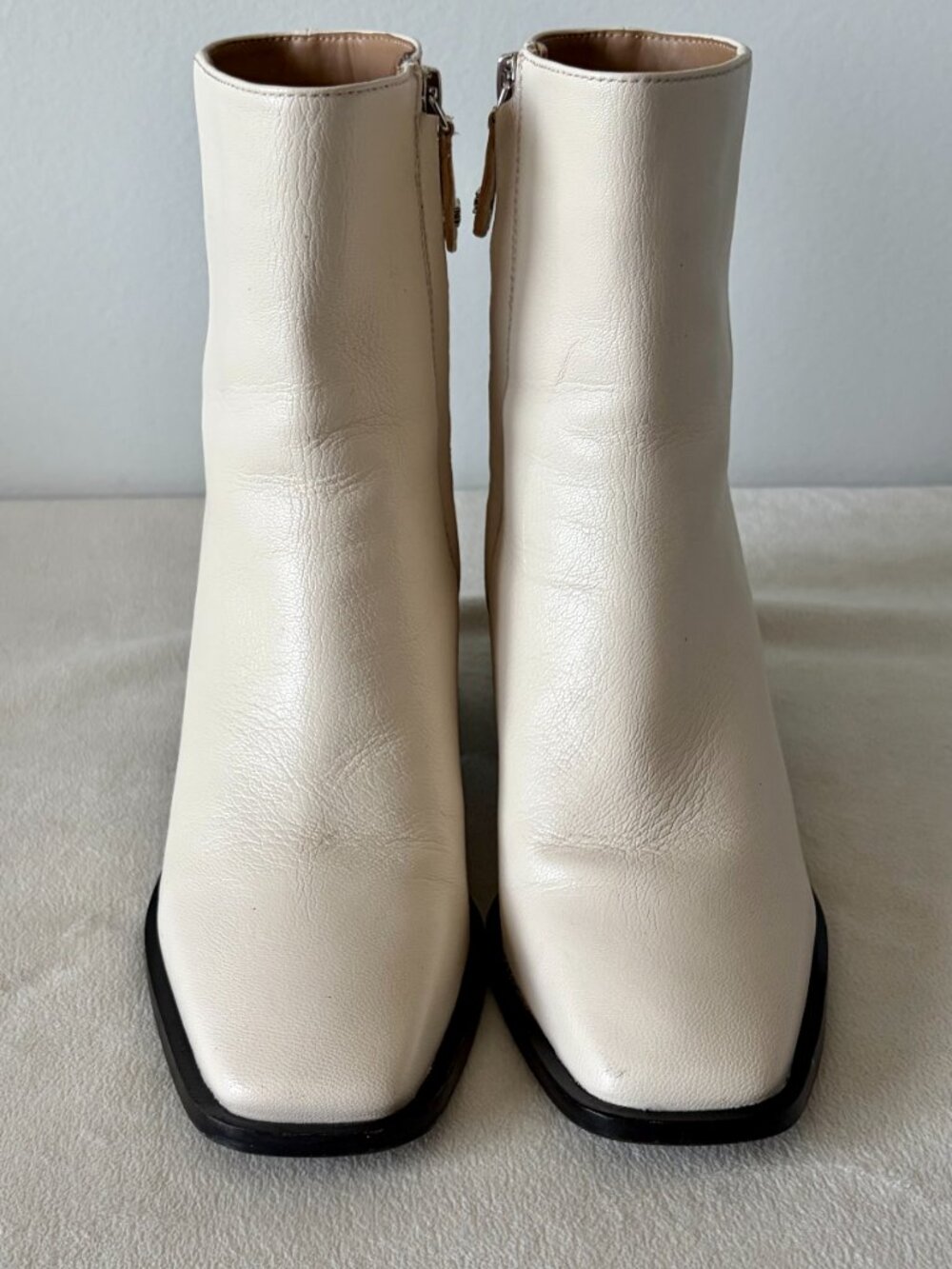 Sam Edelman Cream Leather Ankle Booties
